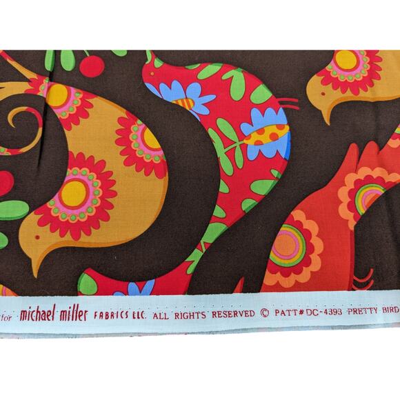 3 Yds "Pretty Bird" Spice Pillow & Maxfield Michael Miller Fabrics Vintage 2010 - Picture 2 of 9